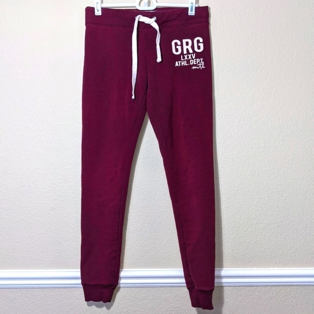 Garage Maroon & White Drawstring Jogger Sweatpants